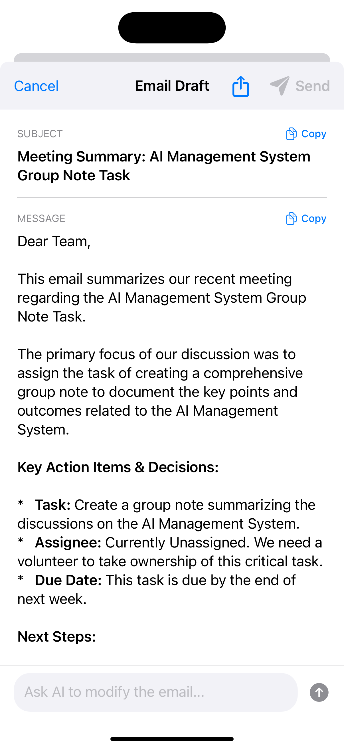 AI draft email